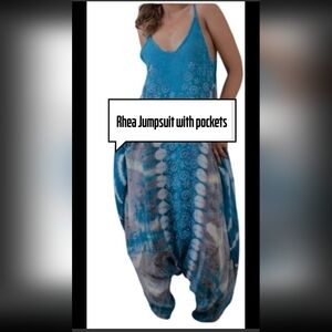 #3438 Blue and White Chic Sleeveless Jumpsuit